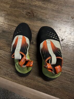 La Sportiva Black, Orange & Lime Slip-On Climbing Shoes